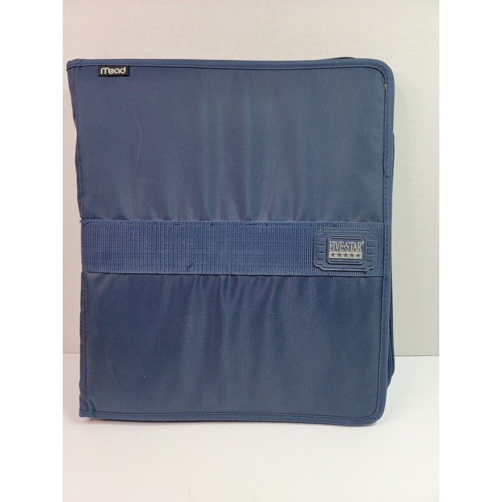 Five Star Mead Blue Zipper Binder 3 Ring Organizer Portfolio Folder School...